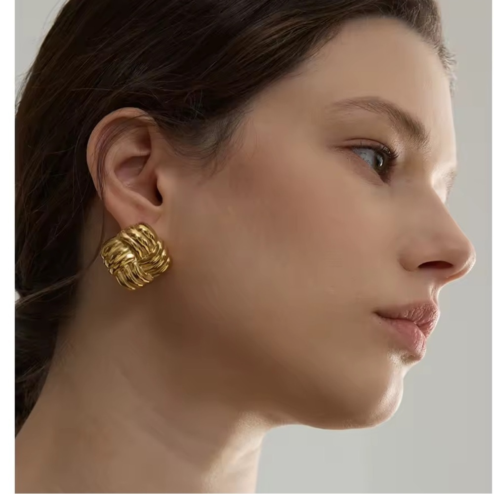 Bold Gold Woven Earrings | PVD Real Gold Plated Stainless Steel